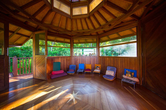 The wooden meditation pavilion at KMEC